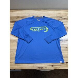 Carhartt 103571 Men's Blue Force Fishing Graphic Long Sleeve T-Shirt Size XL